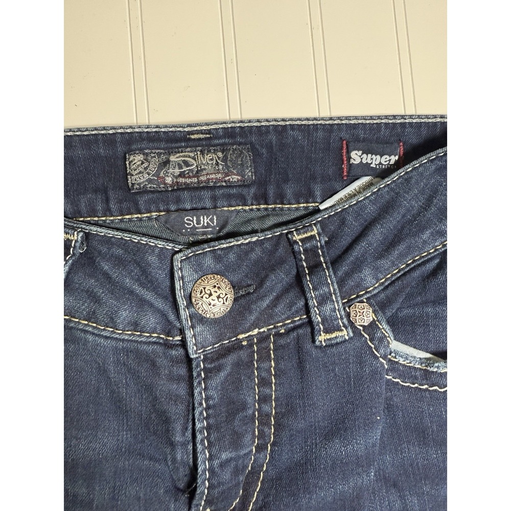 Silver Jeans Womens Suki Mid Capri Dark‎ Wash Super Stretch Size W30/L22